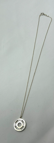 Tiffany & Co. Atlas medallion Circle Pendant Necklace 15.5'' Silver 925 w/Pouch - Picture 9 of 12