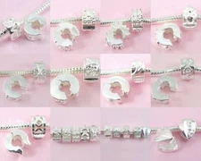 20pcs Silver Plated Mix Clip Lock Stopper Beads Fit Charm Bracelet K02