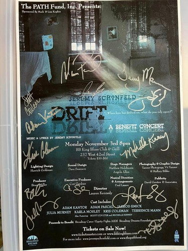Jeremy Schonfeld Drift A Benefit Concert signed poster 2008 Adam Pascal