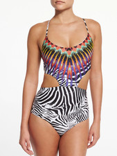 PilyQ Phoenix Embellished Beaded Cutout One-Piece Swimsuit NWT 160 Small