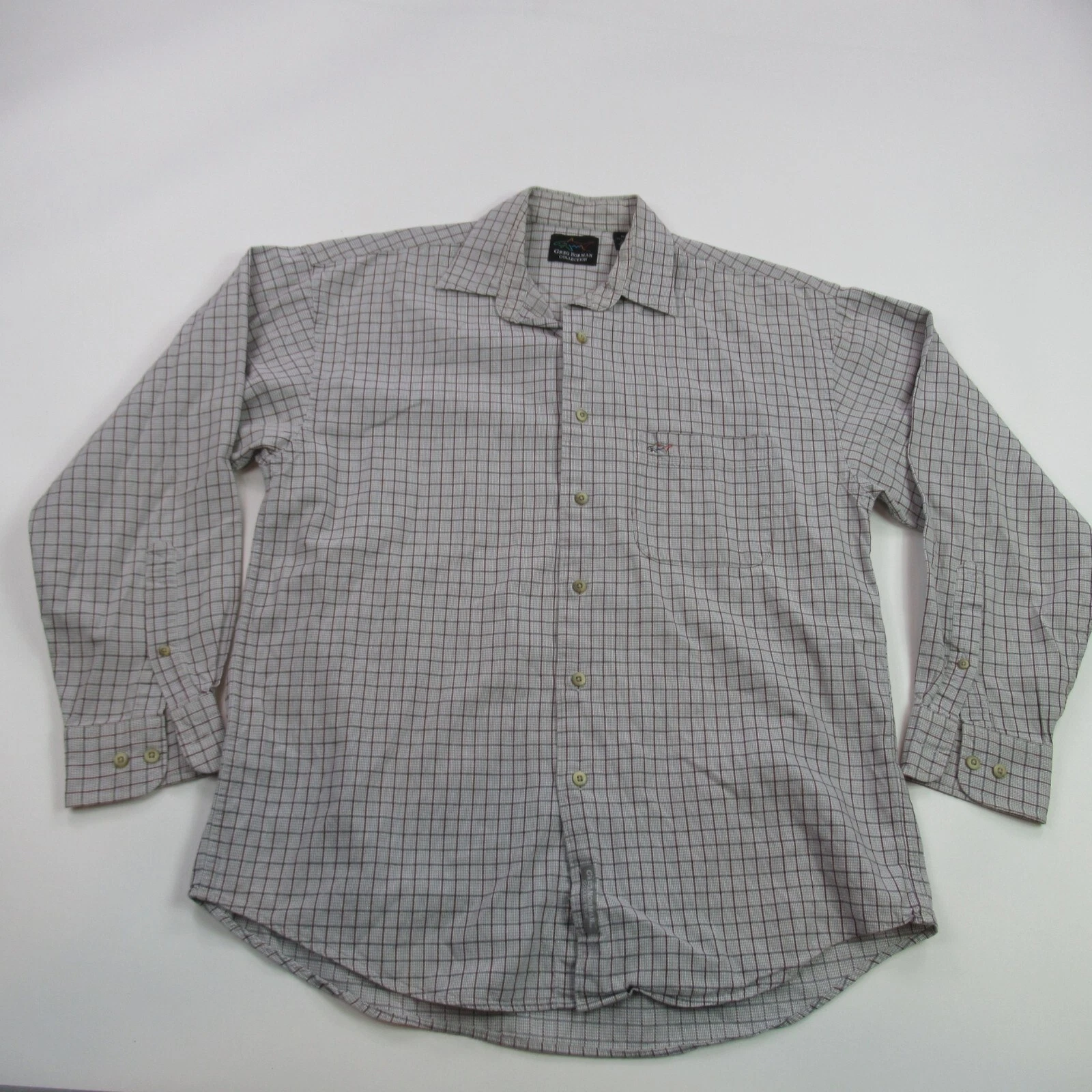 Greg Norman Shirt Mens Medium Long Sleeve Button Up Pocket Outdoors Checks