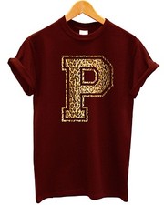 P Leopard T-Shirt bedruckt Grafik Herren Damen Kinder Tier personalisiert Name 