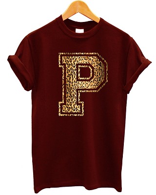 P Leopard T Shirt Printed Graphic Mens Womens Kids Animal Personalized Name 