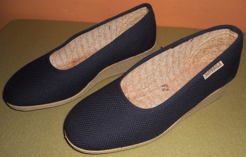 SUPERGA SCARPE ESPADRILLAS MOCASSINI BALLERINE DONNA BLU TAGLIA 36 GOMMA VINTAGE - Foto 4 di 4