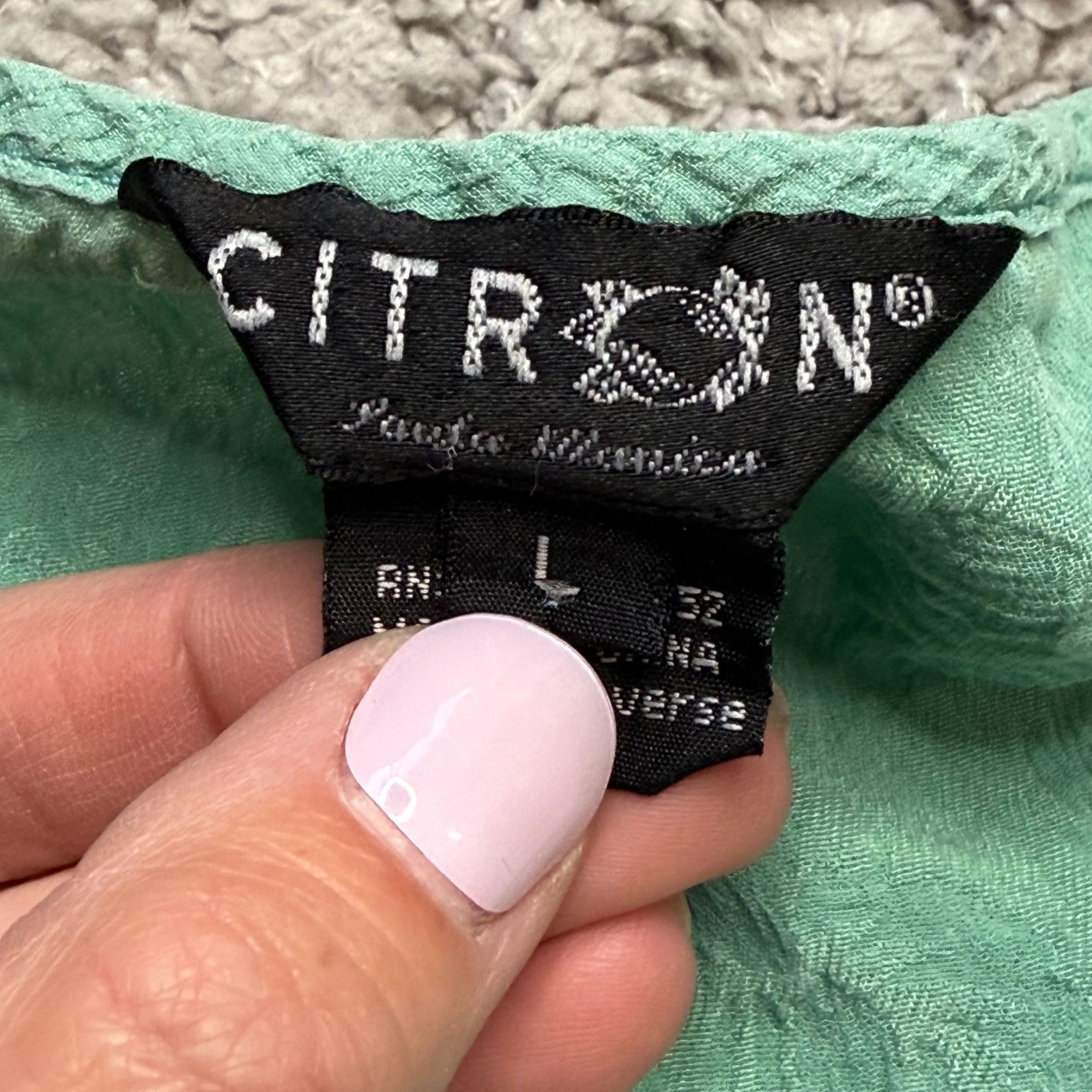 Citron Santa Monica 100% Silk Floral 3/4 Sleeve Top Womens Size Large