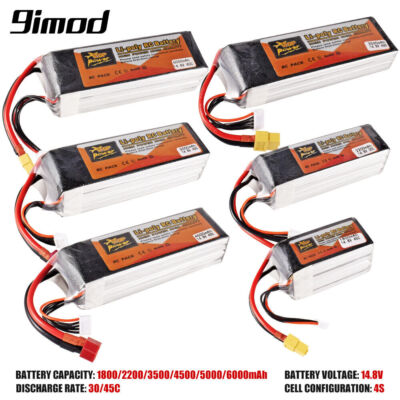 Zop Power 14.8V 4s 1800/3500/6000mAh 30C 45C Lipo Battery XT60 for