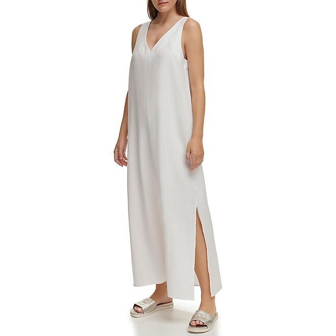DKNY Ladies Linen Dress Size S White | eBay