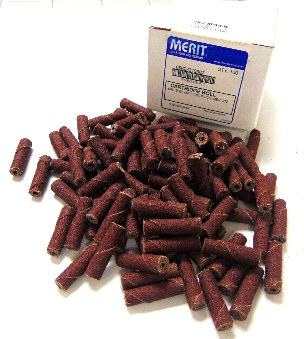 MERIT ABRASIVES CARTRIDGE ROLLS 65761140 3/8"X1/2"X1/8" R2685 MER C80