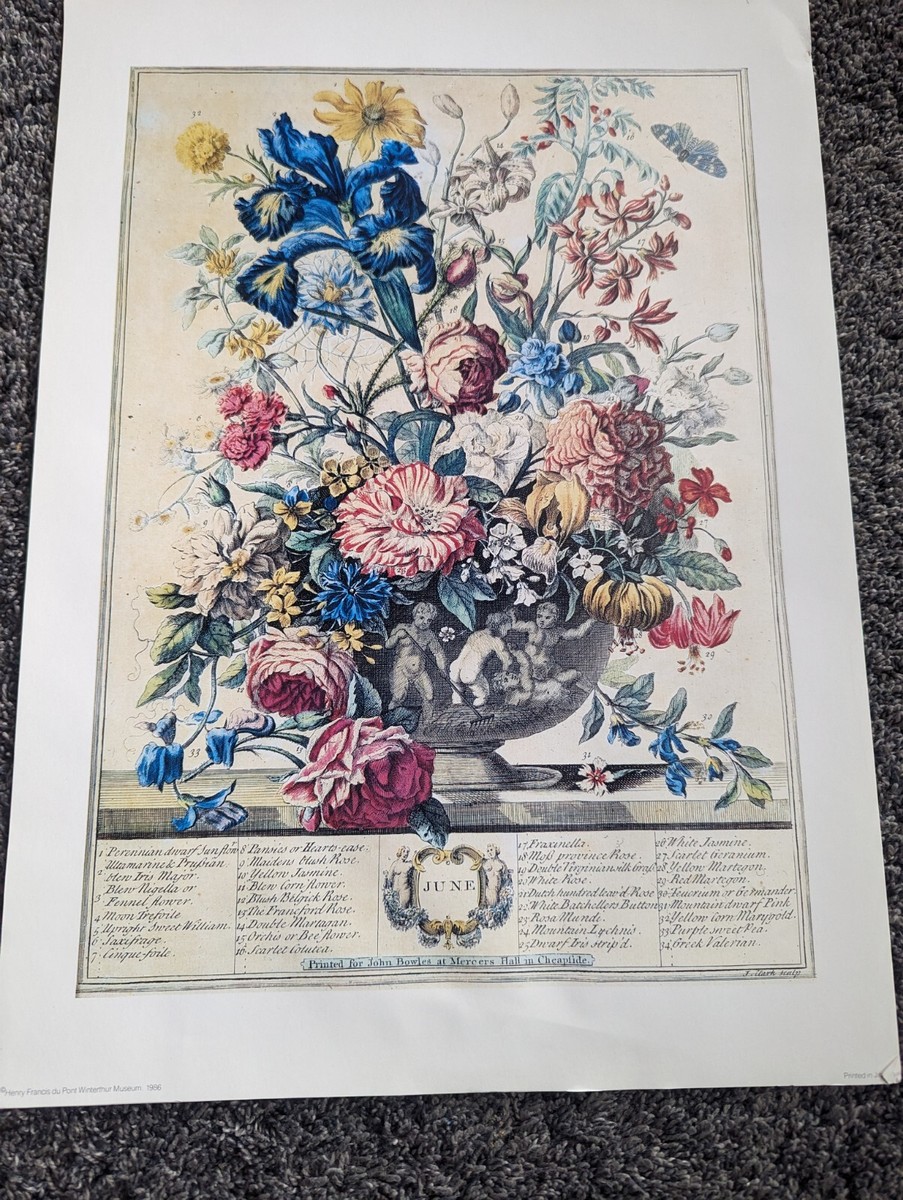 アート・デザイン・音楽 Winterthur's Twelve Months of Flowers Vintage 12 Months of Flowers Winterthur Museum June Print 14” X 19