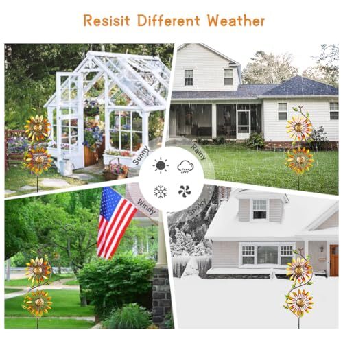 Sonnenblumen Wind Spinner Outdoor, Metall Wind Skulpturen & Spinner Kinetisch - Bild 4 von 7