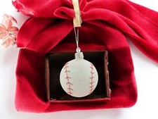 Set of 4 Vintage Baseball/Softball Mouth Blown Christmas Tree Ornaments NIB