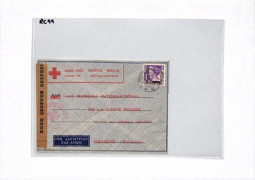 DUTCH EAST INDIES WW2 Censor Cover *RED CROSS* POW Ned-Indie GENEVA Batavia RC99 - Picture 5 of 8