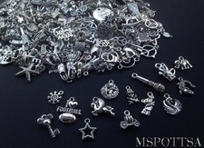 50pcs Mixed Silver Loose Charms Pendants Jewelry Making Beads Wholesale Bulk Lot