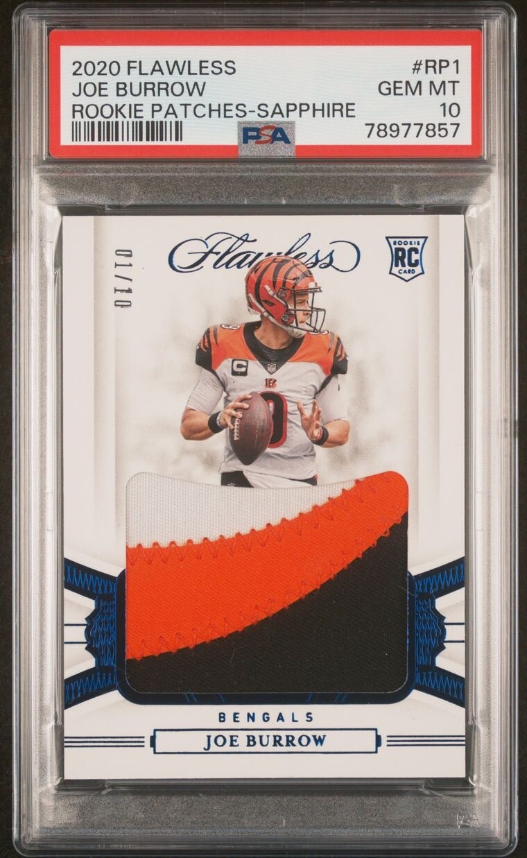 Joe Burrow Panini Flawless Rookie Patches #RP1 Sapphire