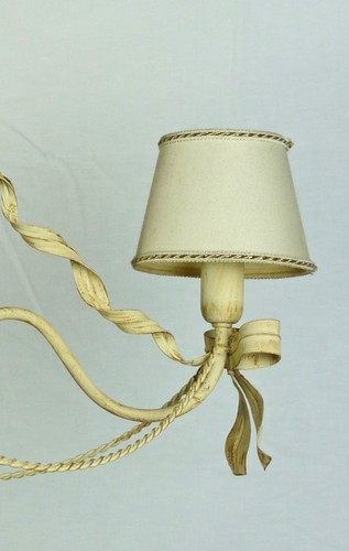 Lampadario stanza da letto con 3 luci in avorio con paralumi shabby chic art.602 - Imagen 6 de 8