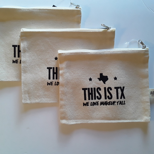 Bolsa de Maquillaje Lote de 3 "ESTE ES TX NOS ENCANTA EL MAQUILLAJE Y'ALL" 6 1/2"x 8" Lona Cremallera - Imagen 7 de 9