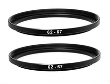 (2 Pcs ) 62-67mm 62 mm to 67 mm Metal Step Up Lens Filter Ring Adapter US Seller