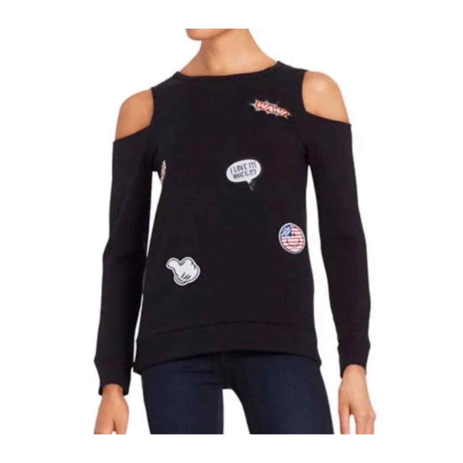 Women's cold shoulder sweater with patch - image 1