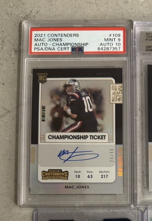 2021 Panini Contenders Mac Jones Auto /49 Championship Ticket 109 PSA 9 Patriots