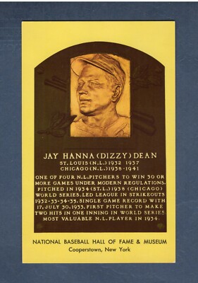 DIZZY DEAN, Cardinals & Cubs | 1964 HOF postcard Curteichcolor GREEN ink B