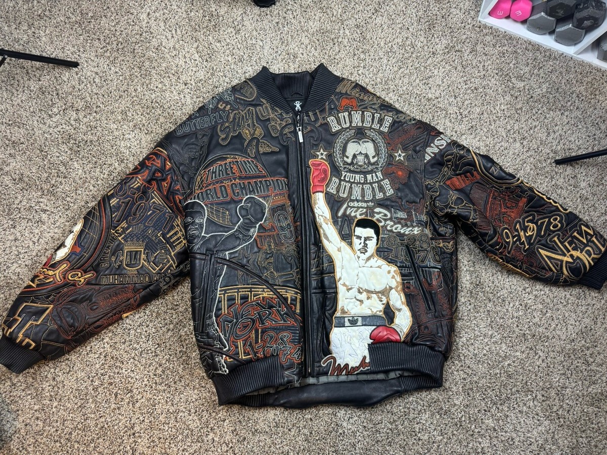 Adidas Al Wissam Muhammad Ali Leather Jacket The GOAT Black Adidas Al Wissam Muhammad Ali Leather Jacket The GOAT Black