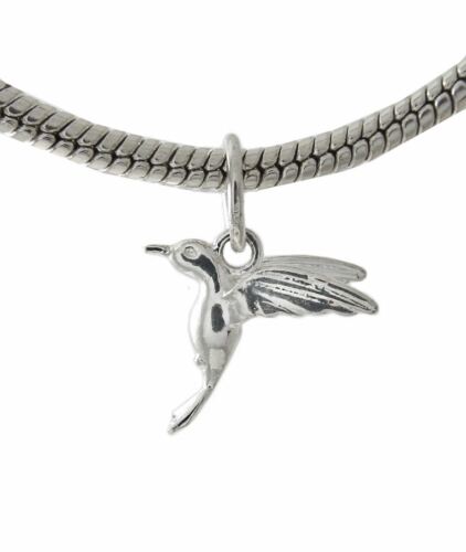 Solid Silver 925 Hummingbird Charm Pendant For Branded Bracelet Or Necklace A6PB - Picture 1 of 5