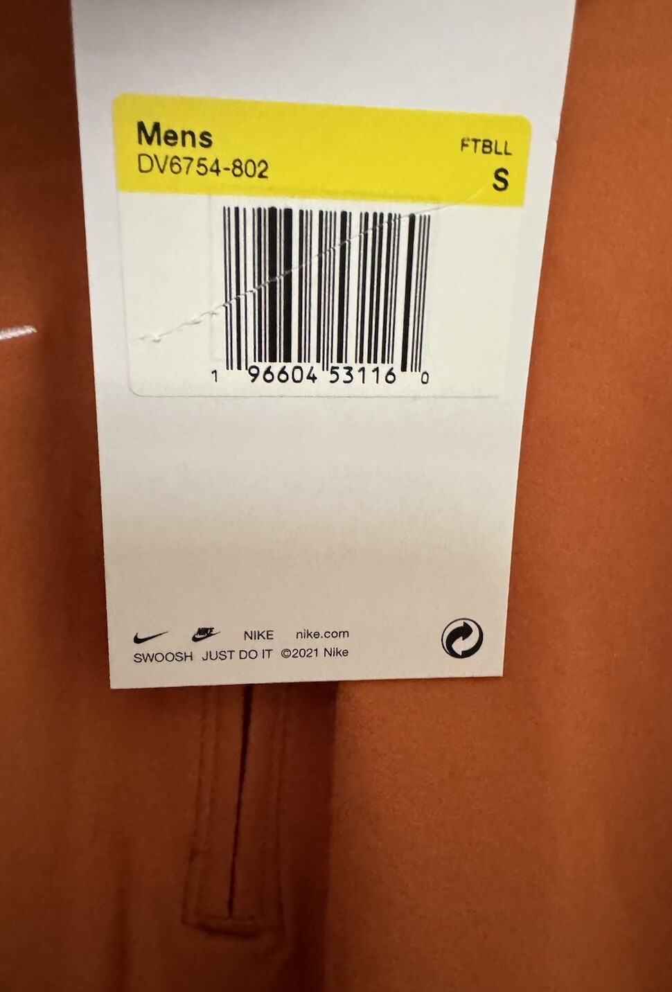 Nike Men’s Small Long-Sleeve Woven Coaches Jacket Desert Orange DV6754-802 NEW thumbnail 3