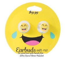 Emoji Earbuds w/ microphone send/end calls hands-free Sweat resistant