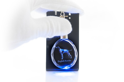 English Pointer, Dog Crystal Round Keyring, High Quality, Crystal Animals USA