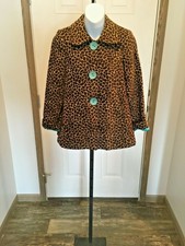 3 Sister's Brown Animal Print Rayon Blend Jacket - Petite Small
