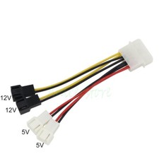 4-Pin Convert to 2x12V 2x5V Y-Splitter Power Cable PC Case Cooling Fan Connector
