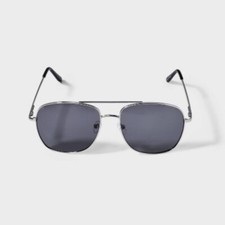 Men Aviator Metal Sunglasses Silver: Impact-Resistant, Maximum UV Protection
