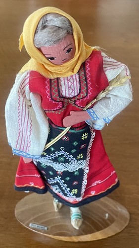 Vintage Handmade Bulgarian Girl Folk Traditional Dress Doll 8.5 in Tall