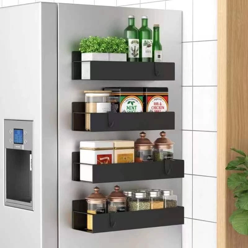 4-Pack Magnetic Spice Rack Organizer – Heavy-Duty Fridge Shelf, Black Metal
Opens in a new window or