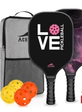 Achiou Pickleball Paddles Set of 2,Fiberglass Pickle Ball Rackets,Carry Bag NEW