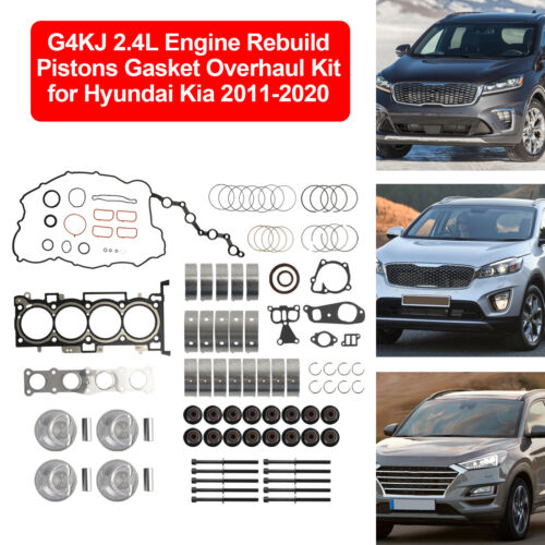 G4KJ 2.4L Engine Rebuild Pistons Gasket Overhaul Kit for Hyundai Kia 2011-20 US