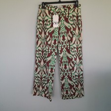 Zara Lightweight Wide Leg Pants Brown Milti Med