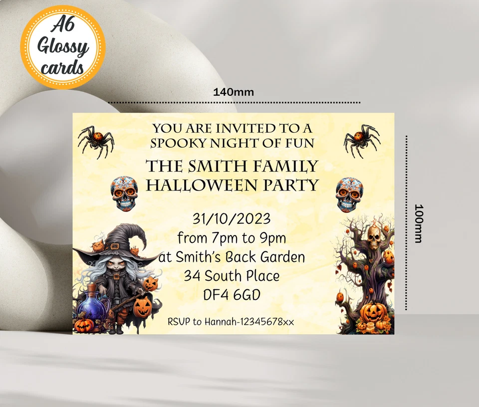 Personalised Halloween Party Invitations Spooky Trick or Treat Party Invites - Image 2 of 4
