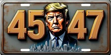 Donald Trump Make America Great Again 45/47 with New York Skyline License plate