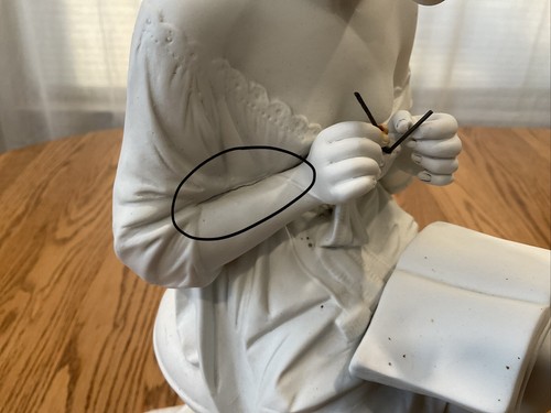 ANTIQUE SCHEIBE ALSBACH KISTER PARIAN BISQUE PORCELAIN “YOUNG GIRL KNITTING” - Picture 14 of 16
