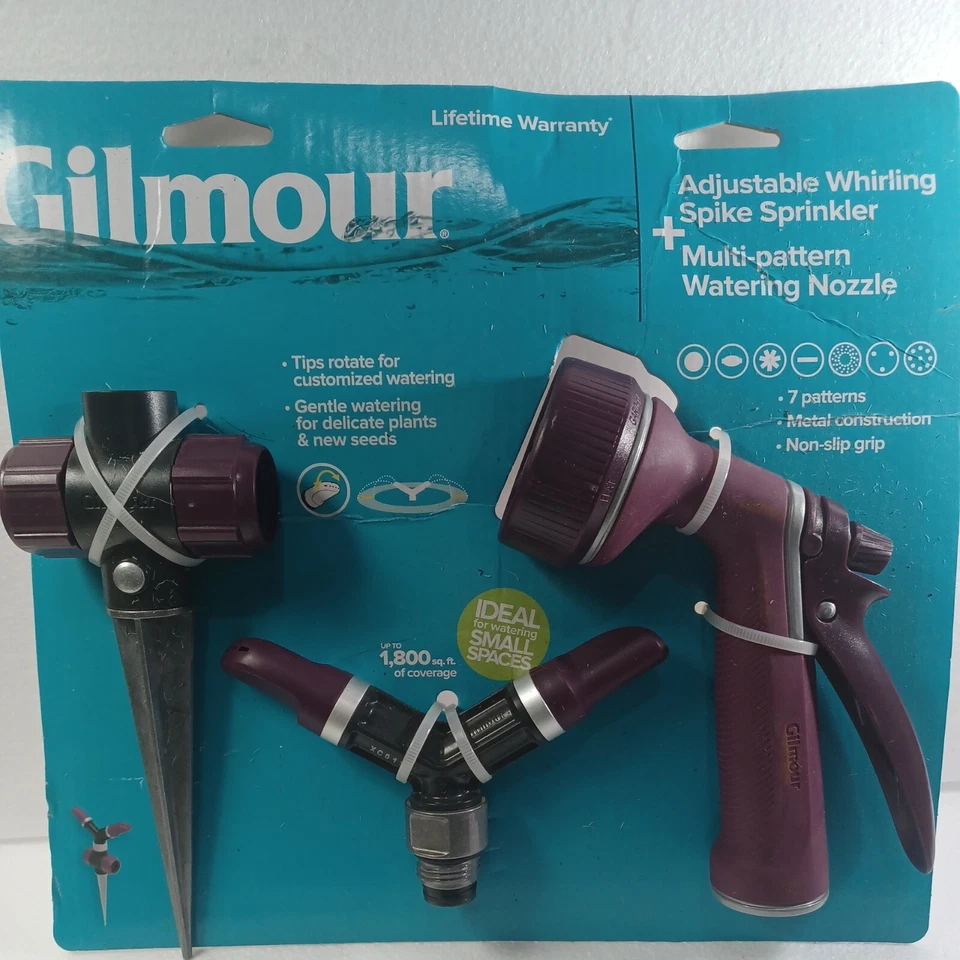 Gilmour Adjustable Whirling Spike Sprinkler with Multi Pattern Watering Nozzle - Image 2 of 3