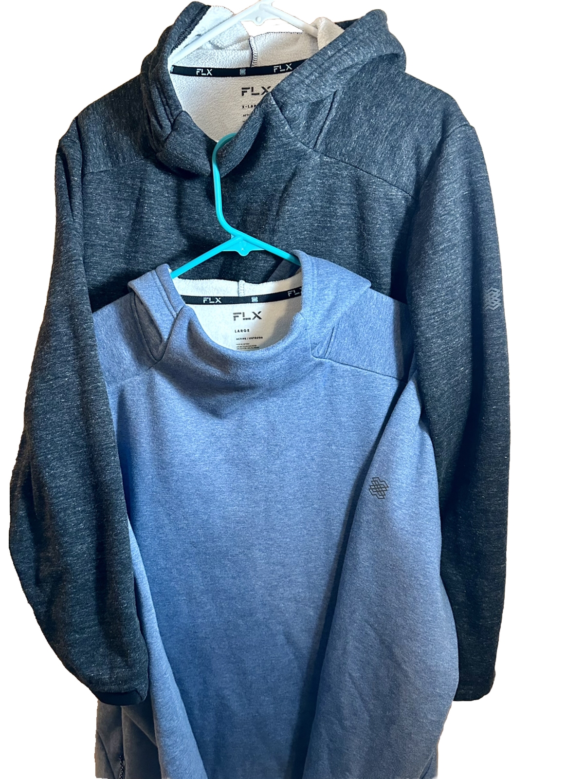 TWO FLX Active Outdoor Comfort Fleece Pullover Hoodies Black & Blue Lot