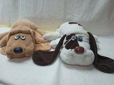 Two 1980s Vintage Pound Puppies (18" Long) 2 Seams Tore On Brown One