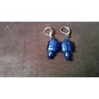 Blue Glass Beads Dangle Earrings Matching Blue Wire Silver Tone Leverbacks — photo 5