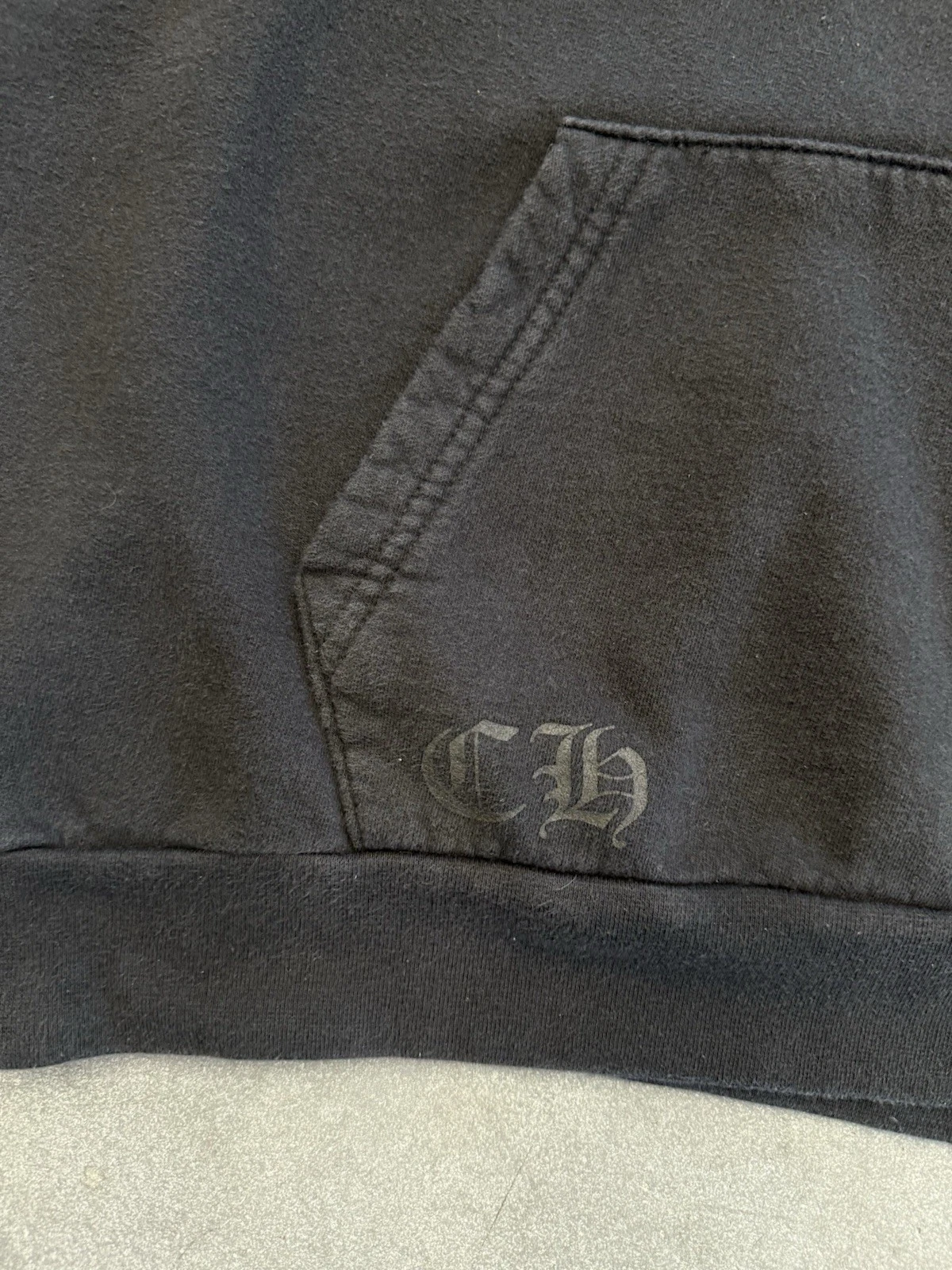 Felpa con cappuccio Chrome Hearts logo verticale FU nera