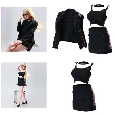 1/6 Damen Kurz Anzug Stilvoll Dekor Multifunktional Schwarz Accessoire