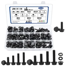 360 Pcs M6-1.0 M8-1.25 Flange Hex Head Bolts Nuts Washers Kit Class 10.9 Alloy
