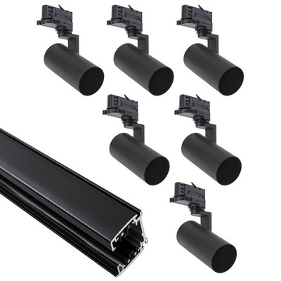 3-Phasen-Schienensystem Madara Mini Set Schwarz 3m + 6 x Strahler GU10