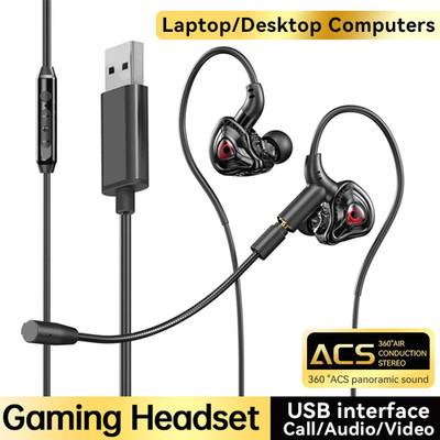 3.5Mm/Type-C/Usb E-Sports Gaming Headset 360° Surround Sound, Hifi Stereo Wired 