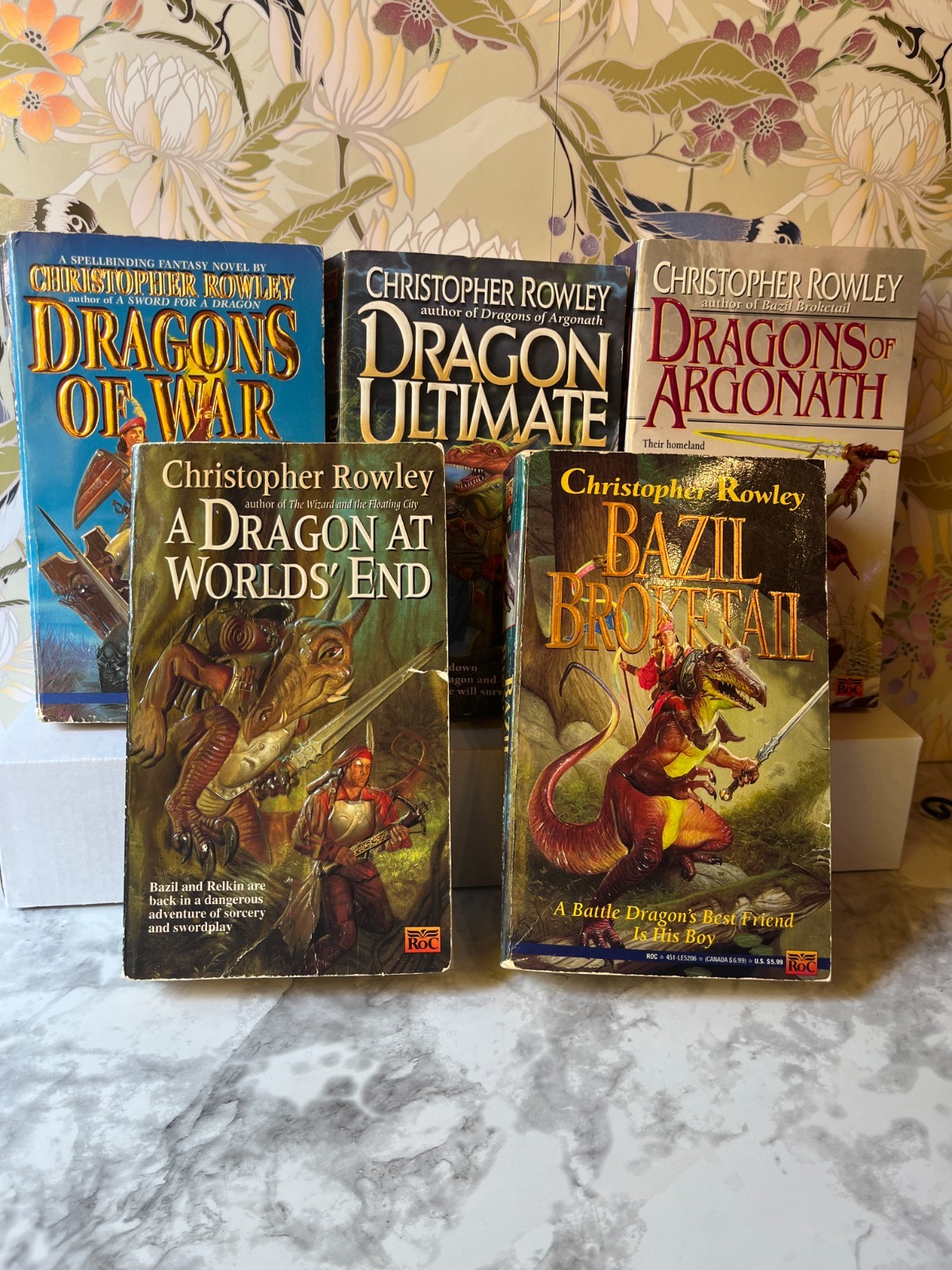Christopher Rowley Bazil Broketail Series Lot 6 of 7 books Fantasy PB 4 1st Ed.
